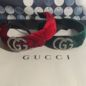 2 fashion inspired GG headbands-one red and one green
